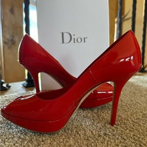 Dior Red Peep Toe Heels